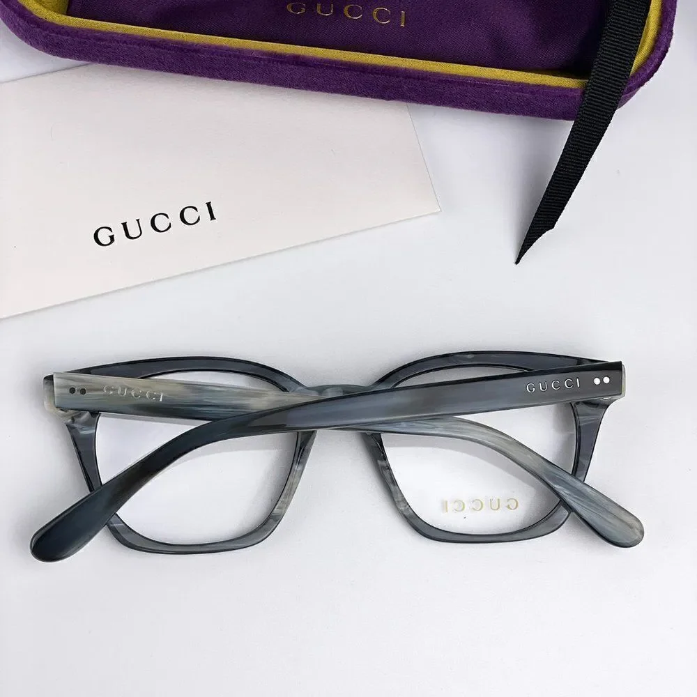 SALE! NEW GUCCI LOGO GG0572O 009 Black Gray Square Unisex Eyeglasses